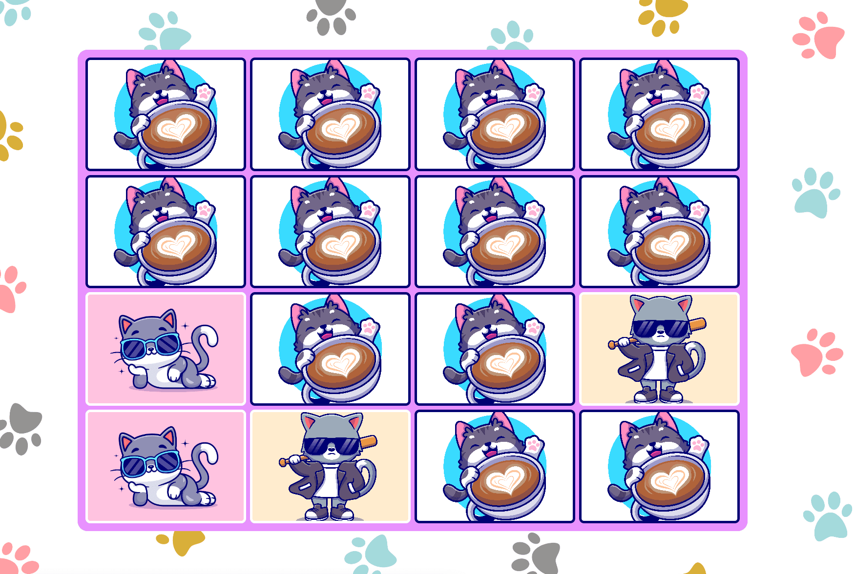 memory game with cats